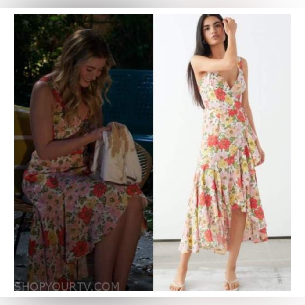 & Other Stories wrap midi Floral Dress US 4 party wedding cruise